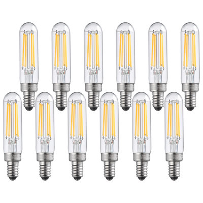 E12 Candelabra Bulb, Dimmable T6 LED Bulb, 4.5W(40W Equiv.), T25 Tubular Edison Bulbs, Clear Glass