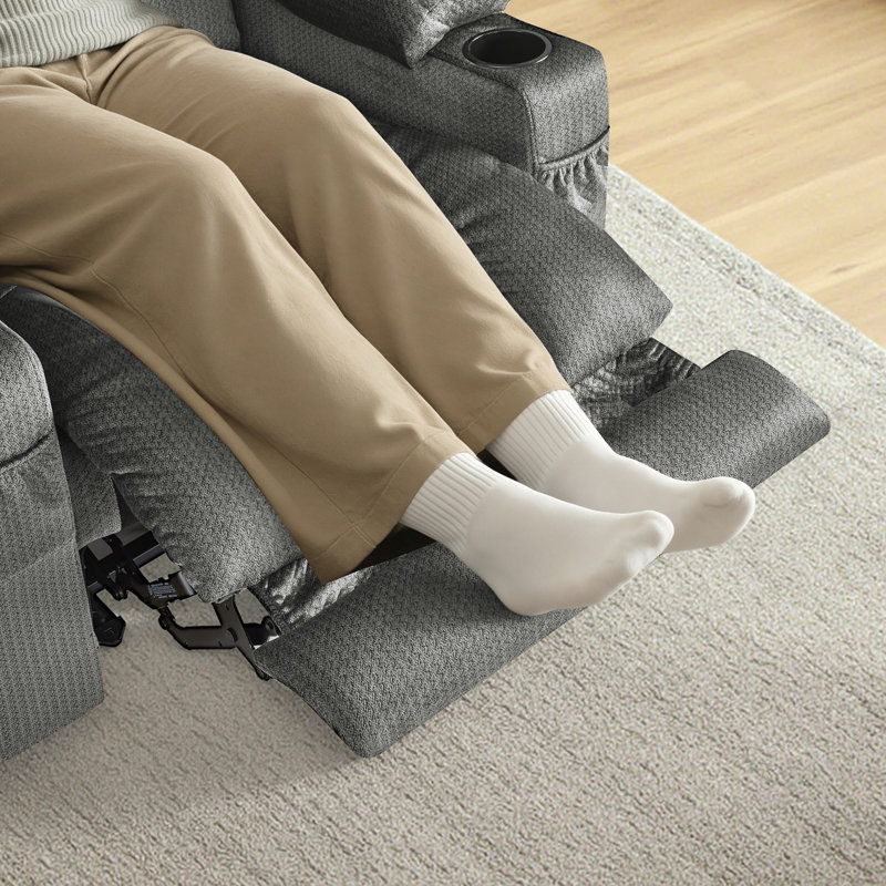 Color Electric Power Recliner Chair with Heat and Massage, USB Ports, Cup Holders, Gray Polyester Blend