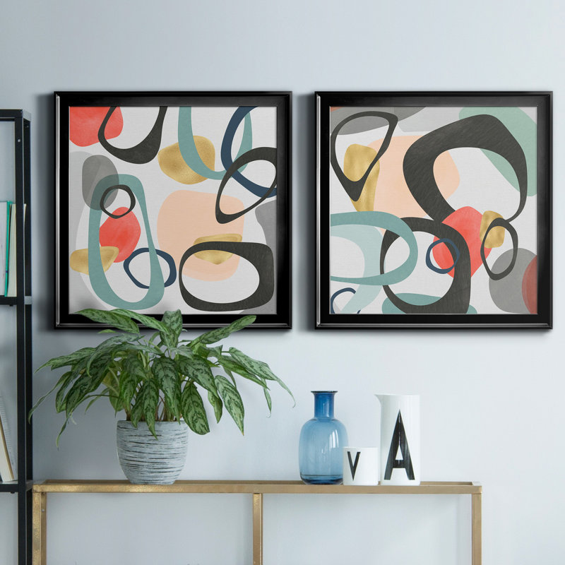 Dessau I - ensemble de 2 impressions encadrées sur toile, H 17,5 po x l 35 po x P 1,5 po, Noir