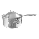 Mauviel M'elite Hammered 5-Ply Sauce Pan With Lid, Cast Stainless Steel Handles, 3.4-Qt