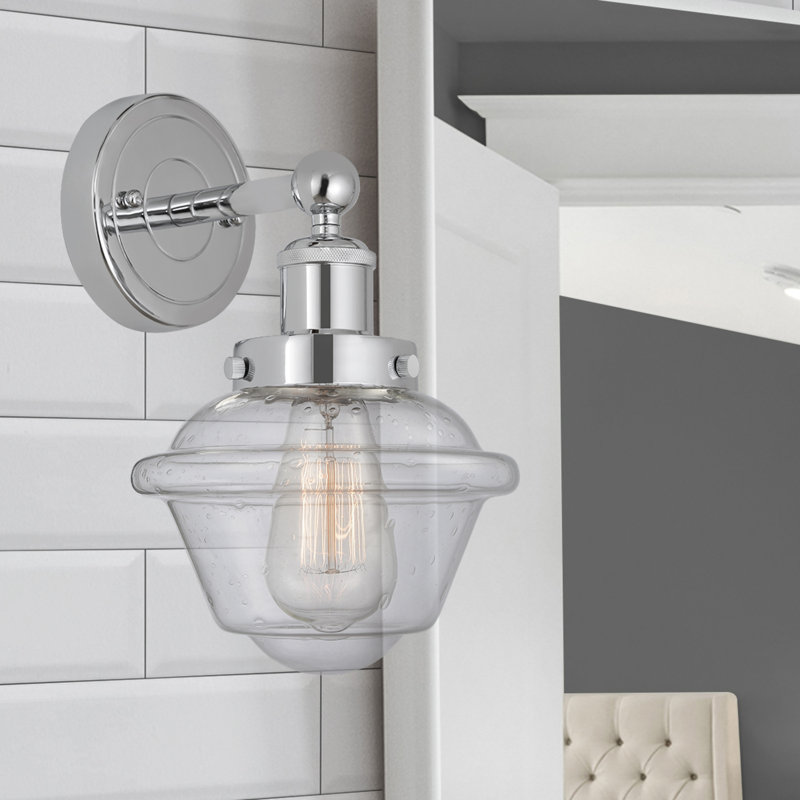 Wimer Steel Armed Sconce, Polished Chrome, Seedy