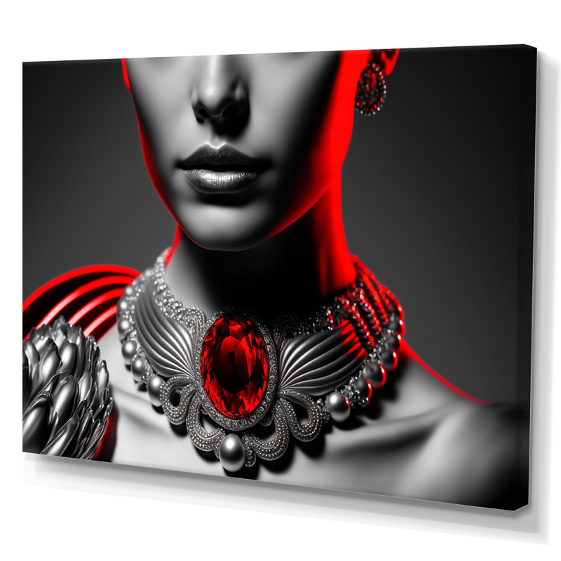 «Heffington Portrait of a Glamourous Lady with a Red Ruby», reproduction sur toile, H 12 po x l 20 po x P 1 po, Toile tendue