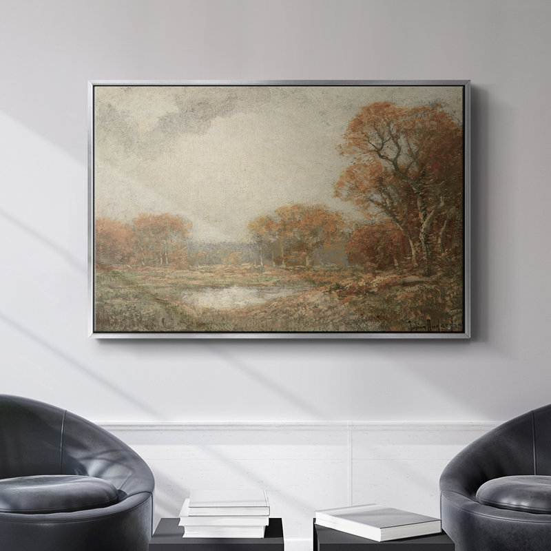 Paysage rétro DCBV, H 17 po x l 25 po x P 2 po, Toile argentée avec cadre flottant