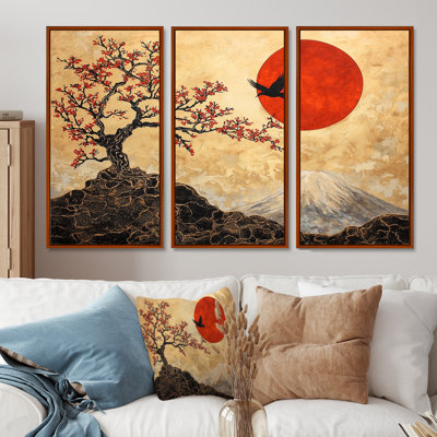Eternal Sun Of Japanese Landscape II - Japanese Landscape Wall Art Print Set