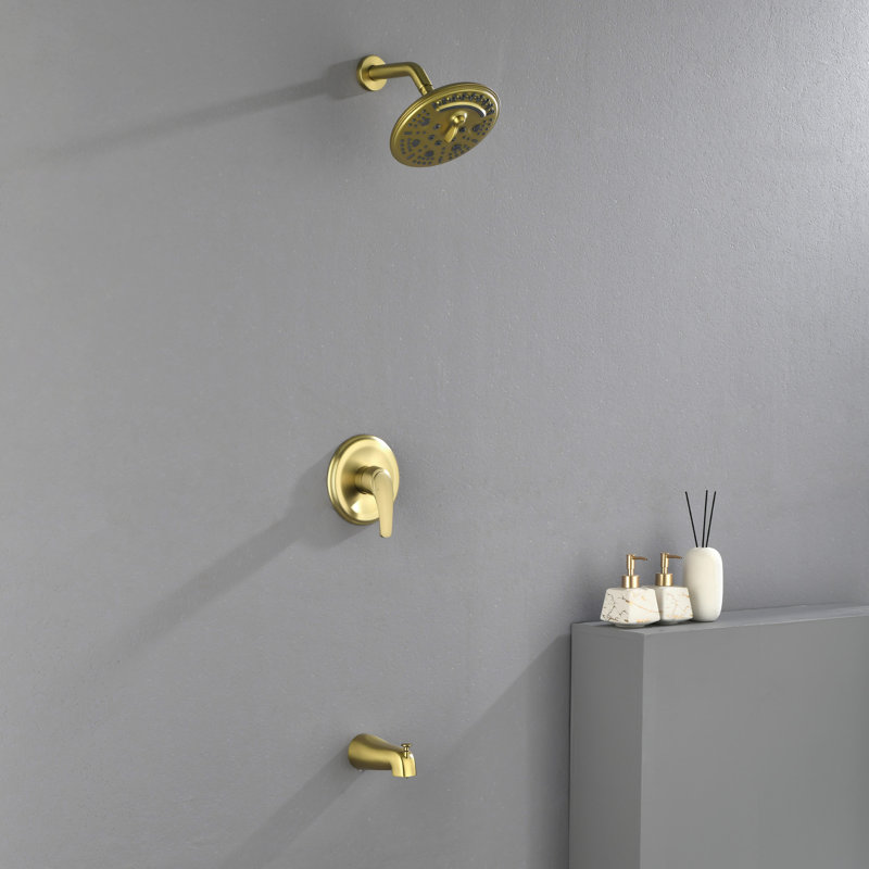 Pressure-Balanced (Temperature Control Only) Tub & Shower Faucet with Rough in-Valve, Brushed Gold