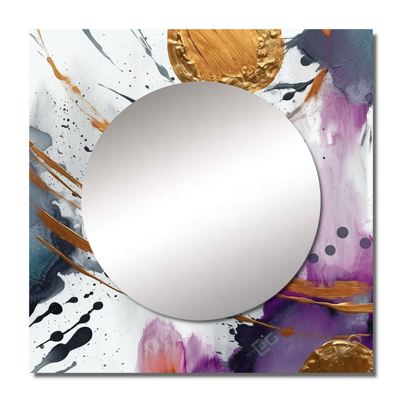 Gl tennis - Miroir abstrait mural carré en marbre pour chambre à coucher, 23 po x 23 po