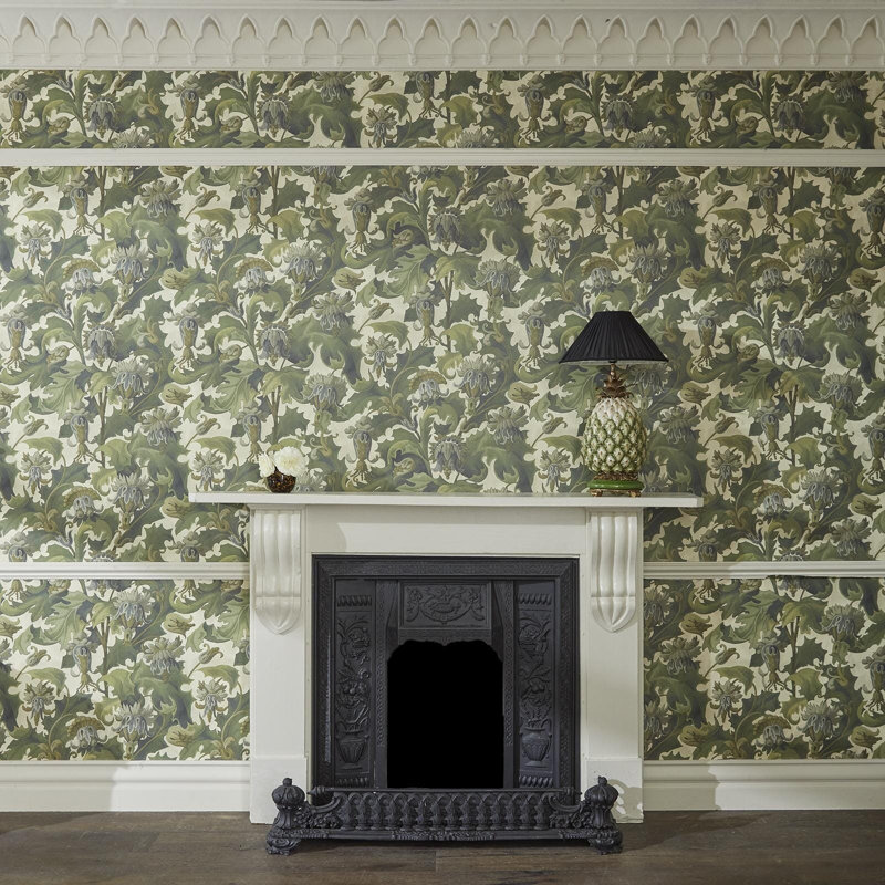 Vespertine Floral Wall Mural, Ecru