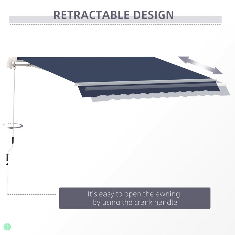 Auvent rétractable, auvents de patio, abri pare-soleil avec manivelle, tissu résistant aux rayons UV et à l'eau et cadre en aluminium pour terrasse, balcon, cour