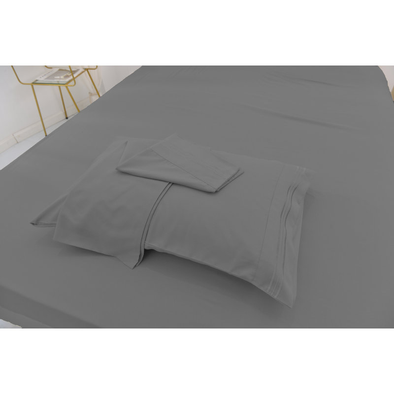 Ensemble de literie en rayonne de bambou, Gris, Ensemble de draps pour très grand lit californien