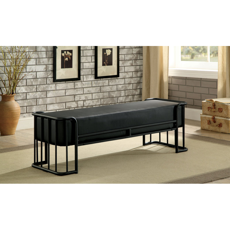 Aabid Faux Leather Upholstered Bench, 18.12" H x 34" W x 15.5" D