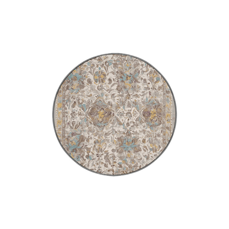 Machine Washable Gray Area Rug, Round 6'