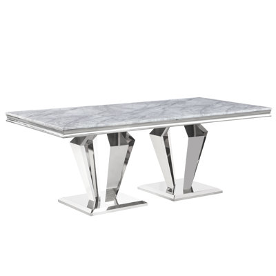 Zeidy Marble Top Metal Base Dining Table