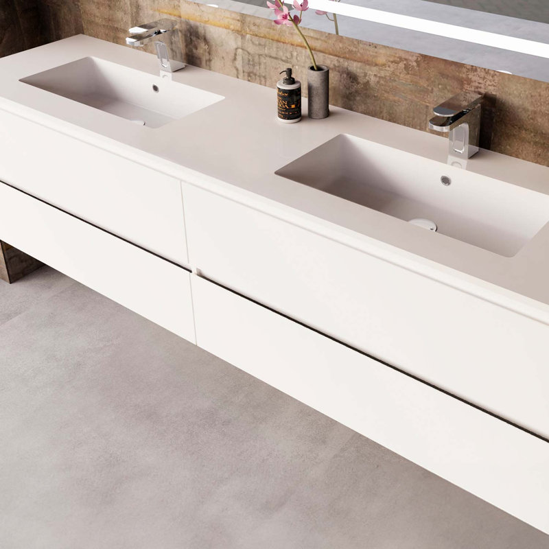 DAX Pasadena Vanity with Toscana Basin, 72", White, White