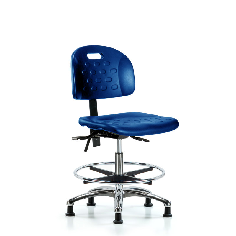 Chaise de travail ergonomique en polyuréthane, Sans accoudoirs, Patins, Argent