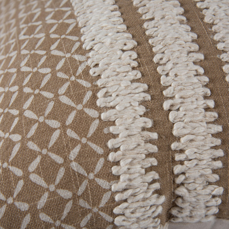 100% Cotton Filled Throw Pillow, Polyester, Beige