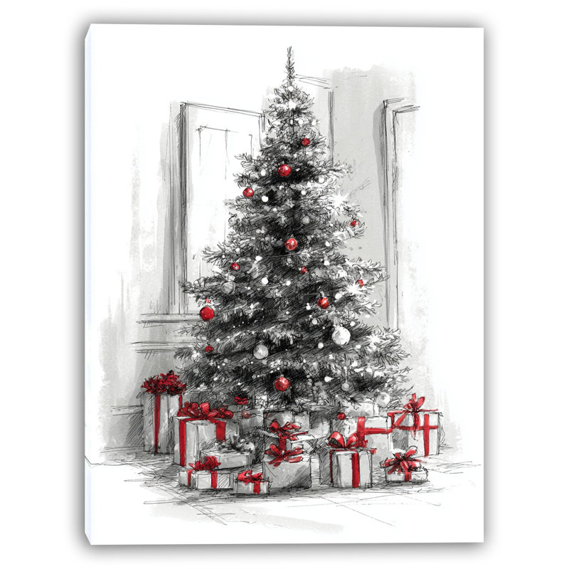 "Peaceful Christmas Tree", art mural sur toile tendue, H 24 po x l 16 po