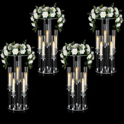 4 pièces de centre de table de mariage en acrylique pour réceptions et événements, 23,6 pouces de hauteur
