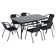 Outdoor Folding Black Silk Screen Table and Chairs Set for 6 People