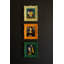  Set Of Three Wood Framed Acrylic Painting Portrait Decorative Wall Accent For Spa Or Bathroom Natural Finish