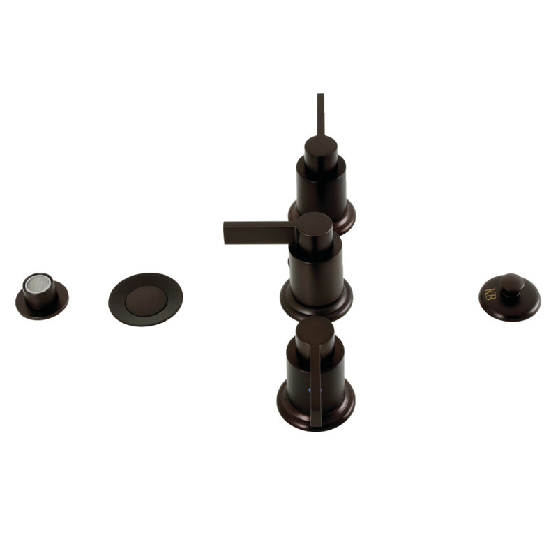 Kingston Brass NuvoFusion Three-Handle Vertical Spray Bidet Faucet with Brass Pop-Up, Oil Rubbed Bronze