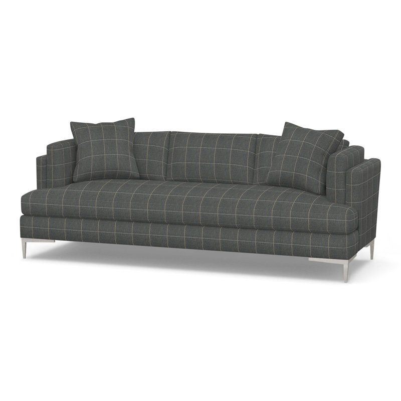 Aiden Upholstered 90.5'' Sofa, Polished Stainless, Perigold Youngman Zinc