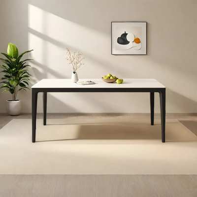 Simple white rectangular dining table