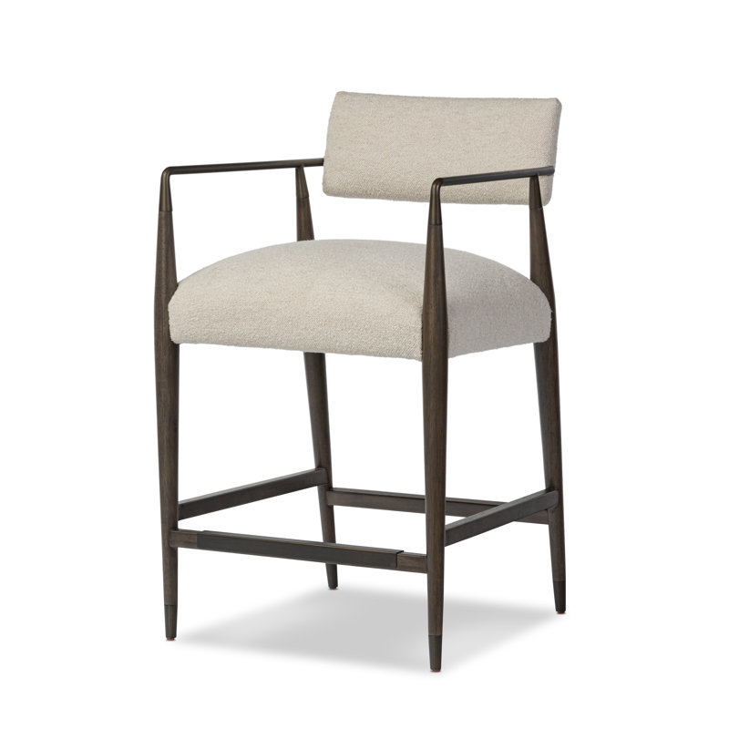 Waldon Stool, Charter Oatmeal/Polyester Blend, Counter Stool (27.68" Seat Height), Sierra Brown/Aged Bronze