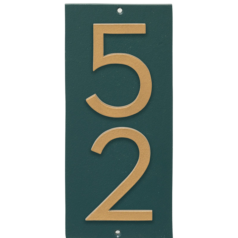 Plaque d'adresse murale flottante sur 1 ligne, Vert forêt, Or, Oui
