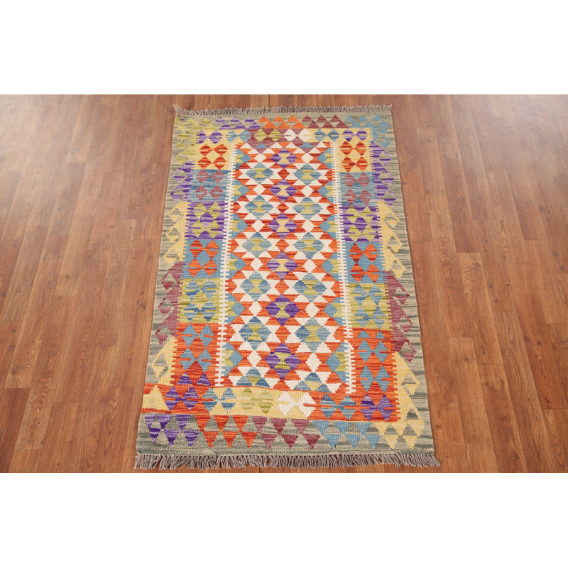 South Western Multicolor Kilim Oriental Wool Rug 3x5