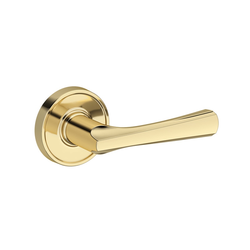 Wyndcliff Passage Lever with Recessed Round Rose in Venetian Bronze, Unlacquered Brass