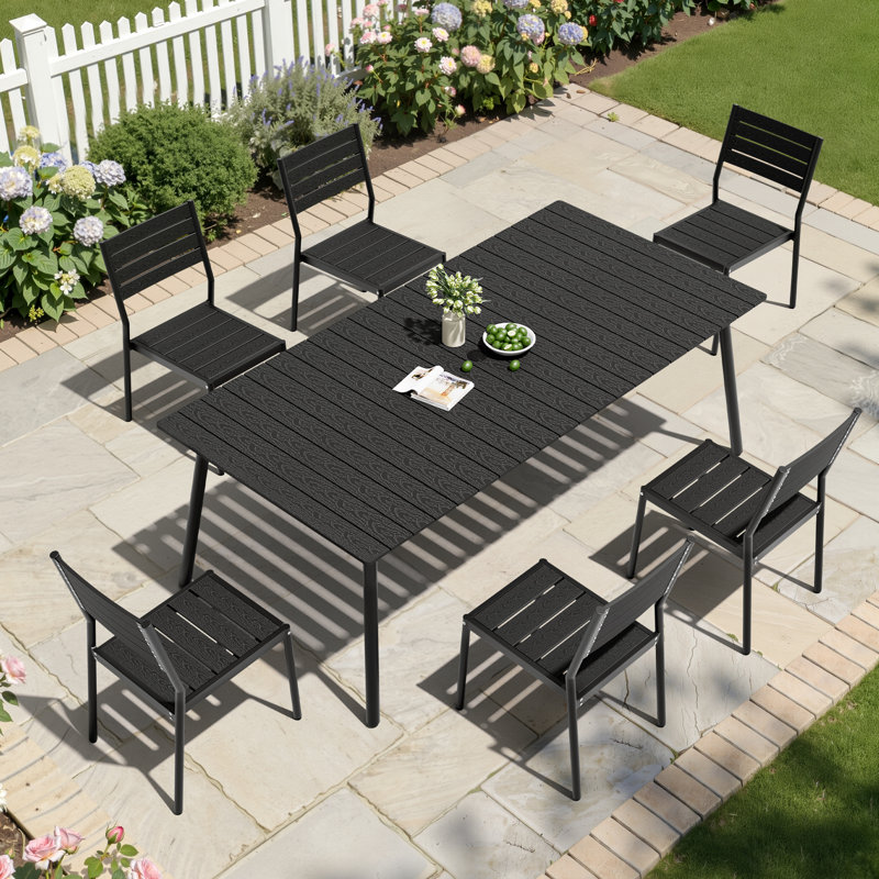 Ensemble repas pour 6 personnes Cyanna, Noir, noir, noir, noir