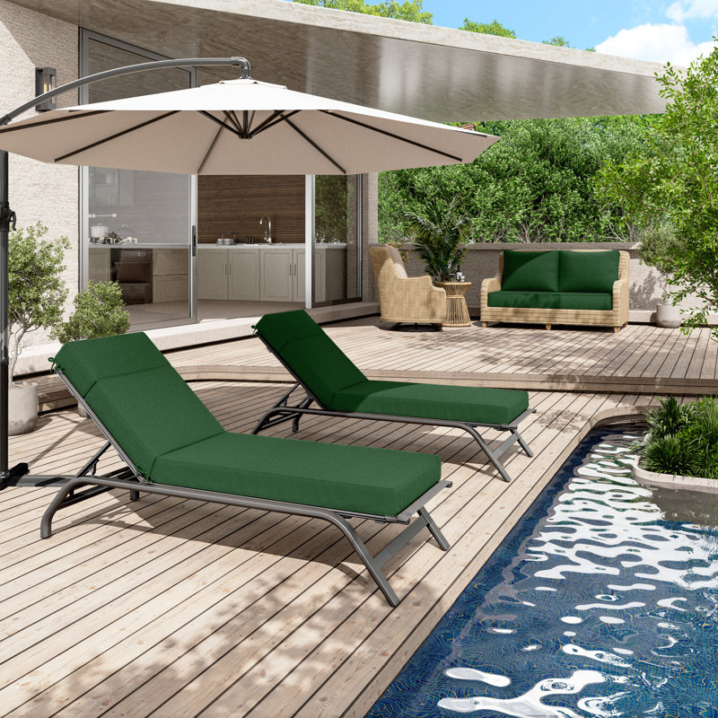 Outdoor Chaise Lounge Cushion – Weather-Resistant, Reversible, Plush Comfort, 21" W x 72" D, Hunter Green