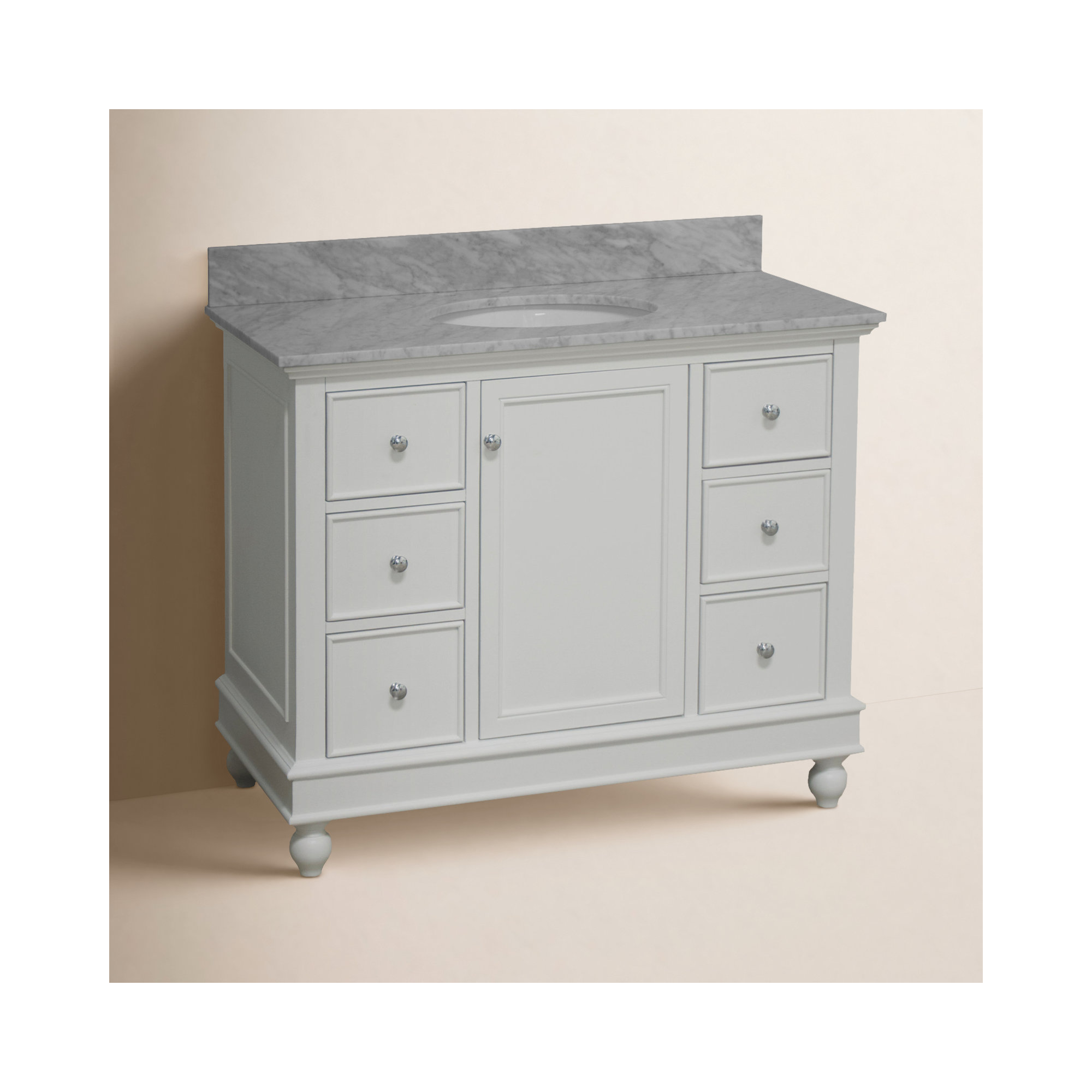 Ferdinand 42'' Single Bathroom Vanity, Carrara Marble, White