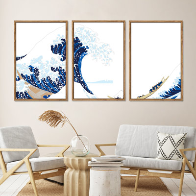 Large Framed Canvas Wall Art The Great Wave Canvas Wall Prints for Bedroom,Dinning Room