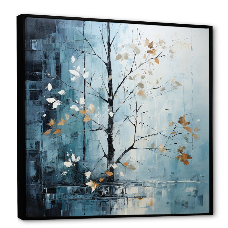 Feuilles d'érable au clair de lune, Cadre flottant noir, H 36 po x l 36 po x P 1,5 po