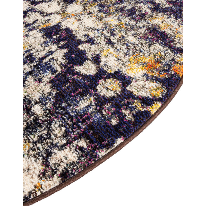 Dimonetta Washable Abstract Indoor Rug, Round 4'1"
