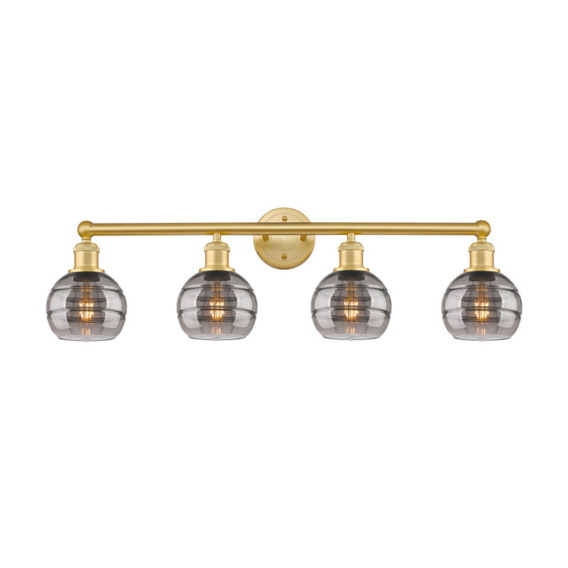 Éclairage pour meuble-lavabo à 4 lumières Chartoff, Transparent, Or satiné