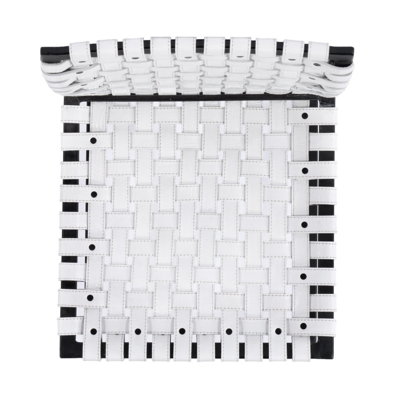 Chaise en cuir véritable Augusta, Blanc / noir