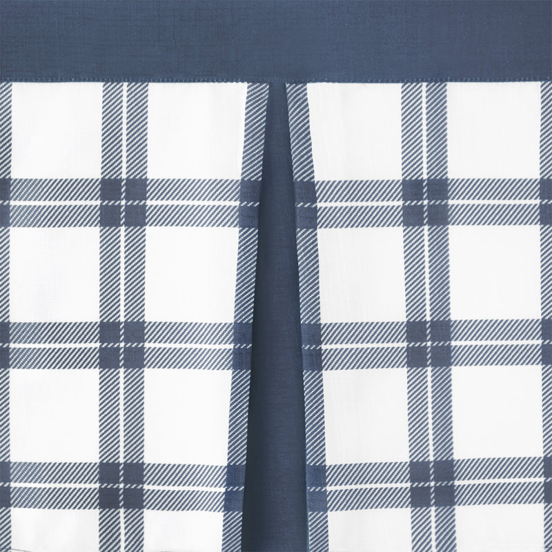 Tate Blue and White Plaid Polyester Rod Pocket Valance