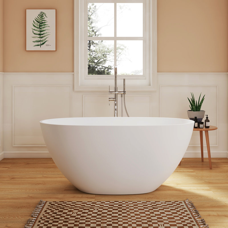 Fslefay 51'' Freestanding Bathtub Solid Surface Deep Soaking Tubs