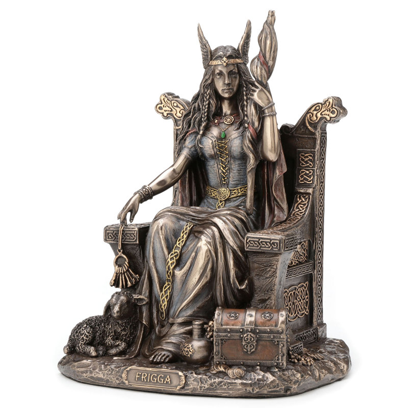Frigga de H 7,48 po assis sur un trône en résine de polyester