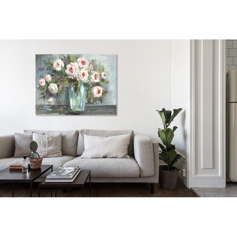 Blooms In A Mason Jar - Impression sur toile tendue, H 12 po x l 16 po x P 1,5 po