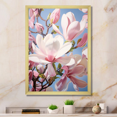 Reproduction d'art sur toile florale, rose et bleu