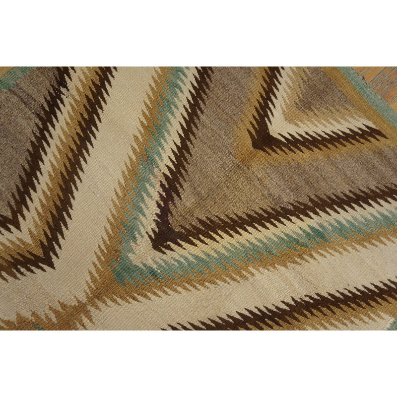 Small Tribal Geometric Antique Navajo Flatweave Native American Rug