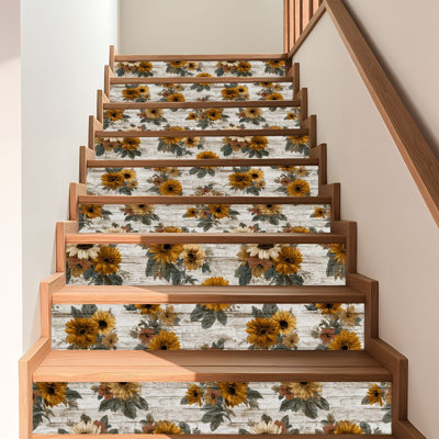 Papier peint auto-adhésif à motif de tournesol à motif de tournesol rustique, autocollant et amovible 17,7 po x 118 po (45 x 300 cm)