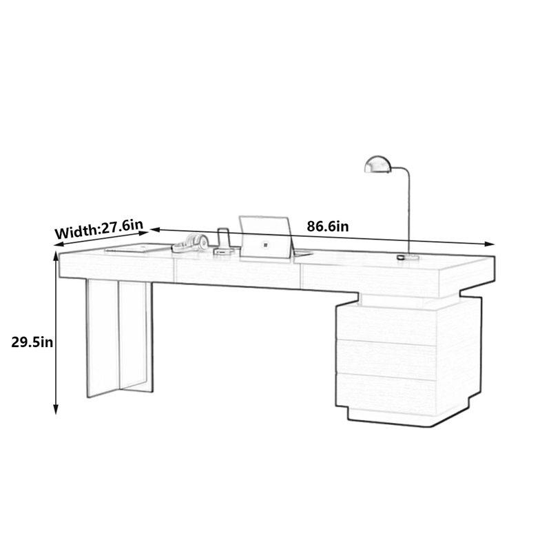 Crider, H 29,5 po x l 86,6 po x P 27,6 po