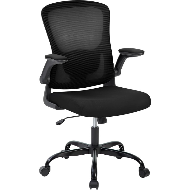Ergonomic Mesh Office Chair with Adjustable Lumbar Support & Flip-Up Armrests – Breathable Rolling Computer Chair for Home Office and Study