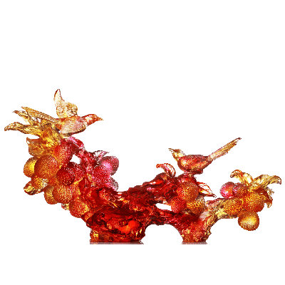 LIULI, sculpture de ruyi, oiseaux et litchi | La beauté la plus complète
