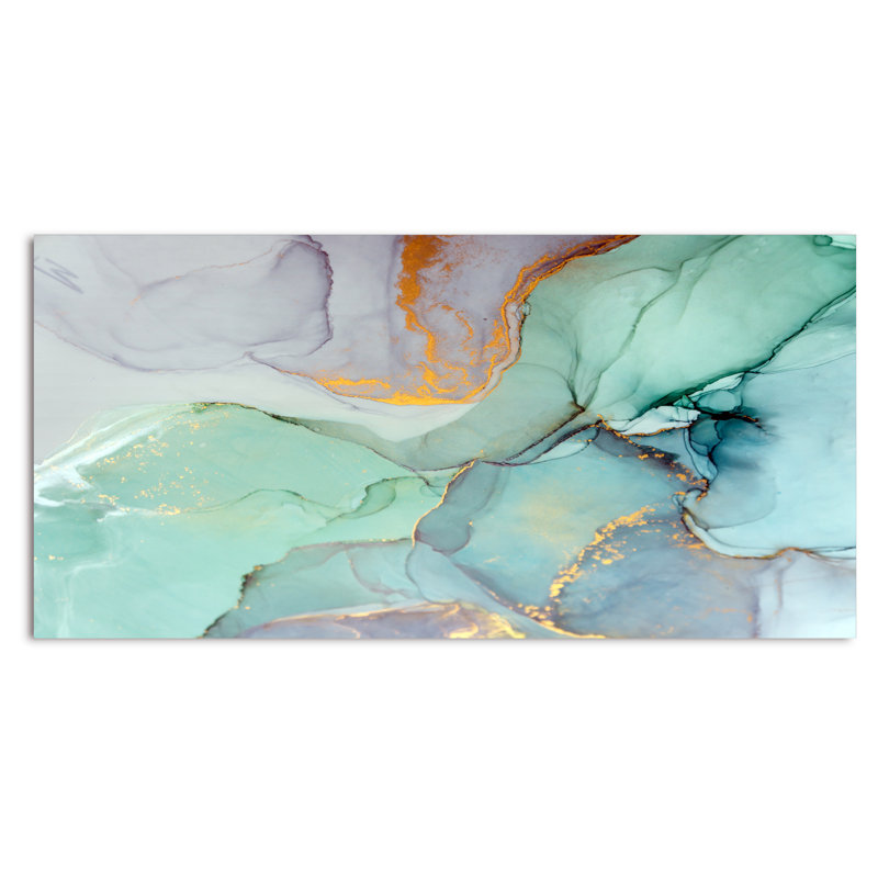 Encre liquide or gris et vert - Impression sur toile, H 30 po x l 40 po x P 1,5 po, Toile tendue