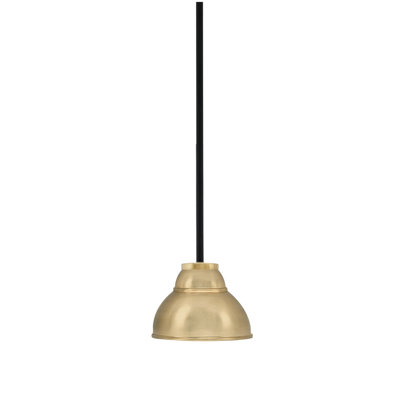 Mini-luminaire suspendu 1 lumière Amarmula, noir mat et finition laiton vieilli, abat-jour double en laiton 7 po New Age